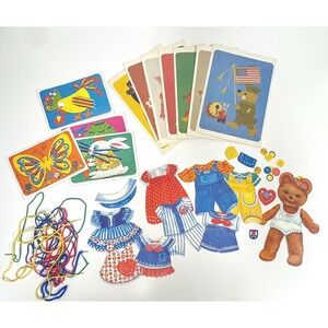 Vintage lace-up dress the Bears paper dolls and extras